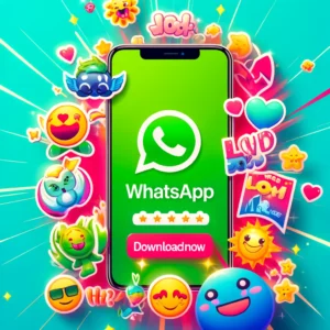 DALL·E 2024-05-15 19.58.35 - A vibrant and colorful image showcasing a smartphone screen displaying WhatsApp with various fun and expressive stickers. The stickers should be diver